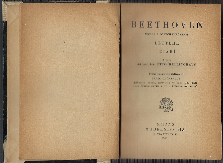 Beethoven Memorie Di Contemporanei - Lettere - Diari