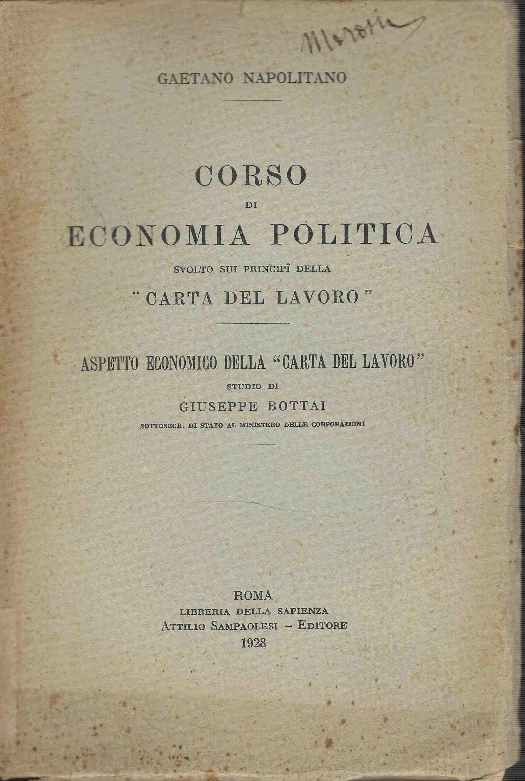 Corso di Economia Politica svolto sui principi della "carta del …