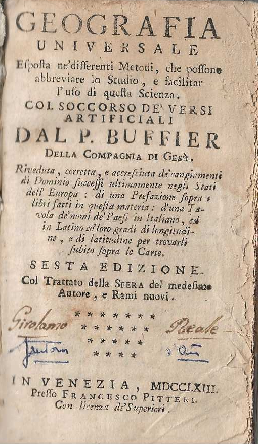 Geografia Universale esposta ne'differenti metodi, che possono abbreviare lo studio, …