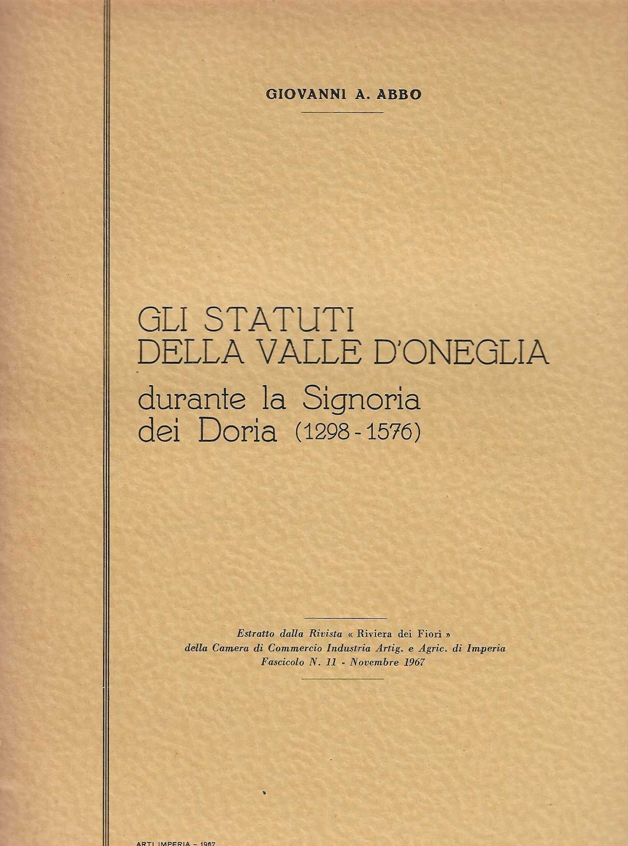 Gli statuti della valle d'oneglia