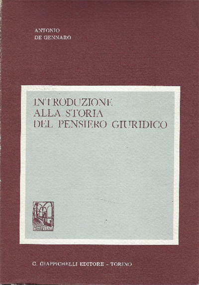 Introduzione Alla Storia Del Pensiero Giuridico