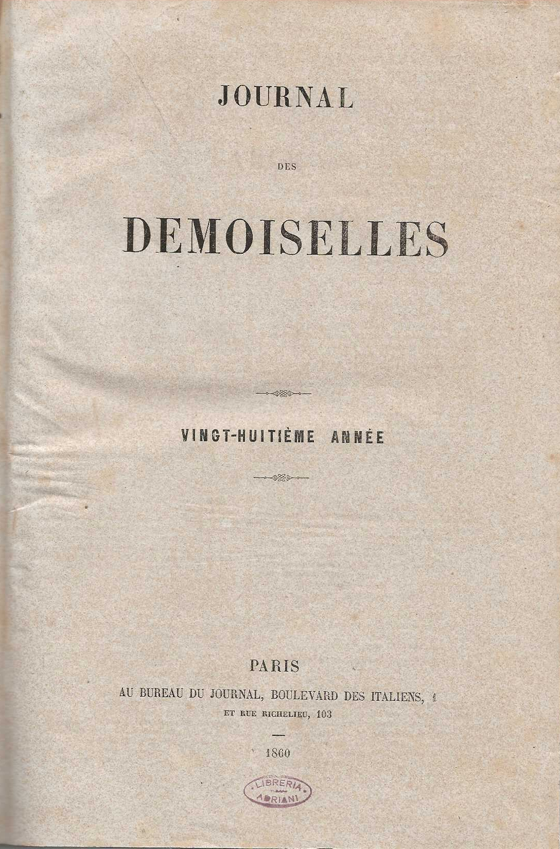 Journal des demoiselles 1860-1861
