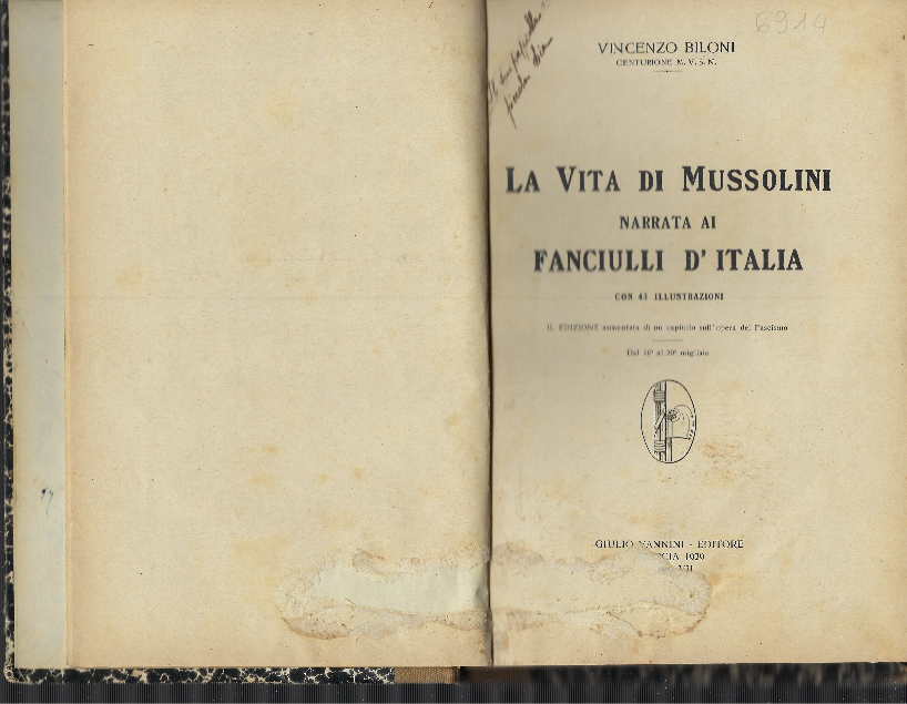 La Vita Di Mussolini Narrata Ai Fanciulli D'italia