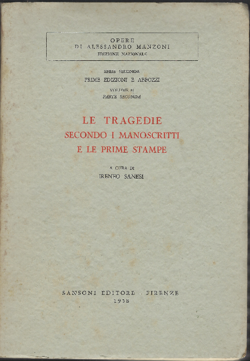 Le Tragedie Secondo I Manoscritti E Le Prime Stampe