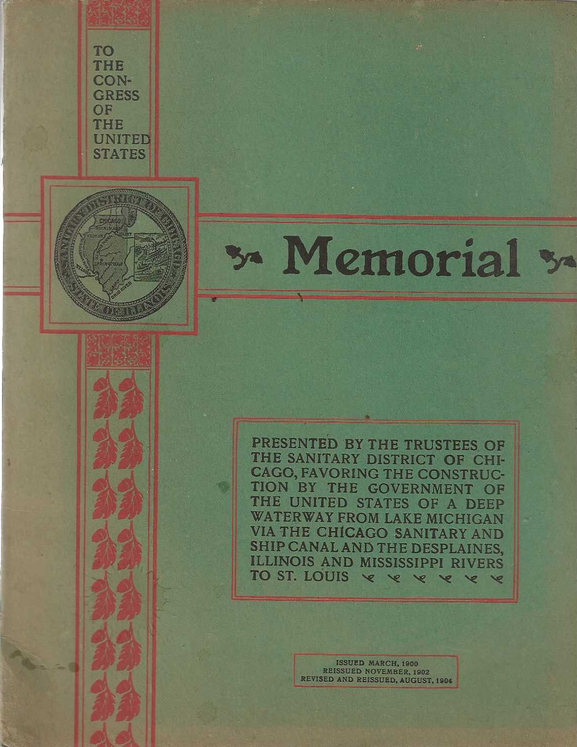Memorial presented by the Trustees of the Sanitary District of …