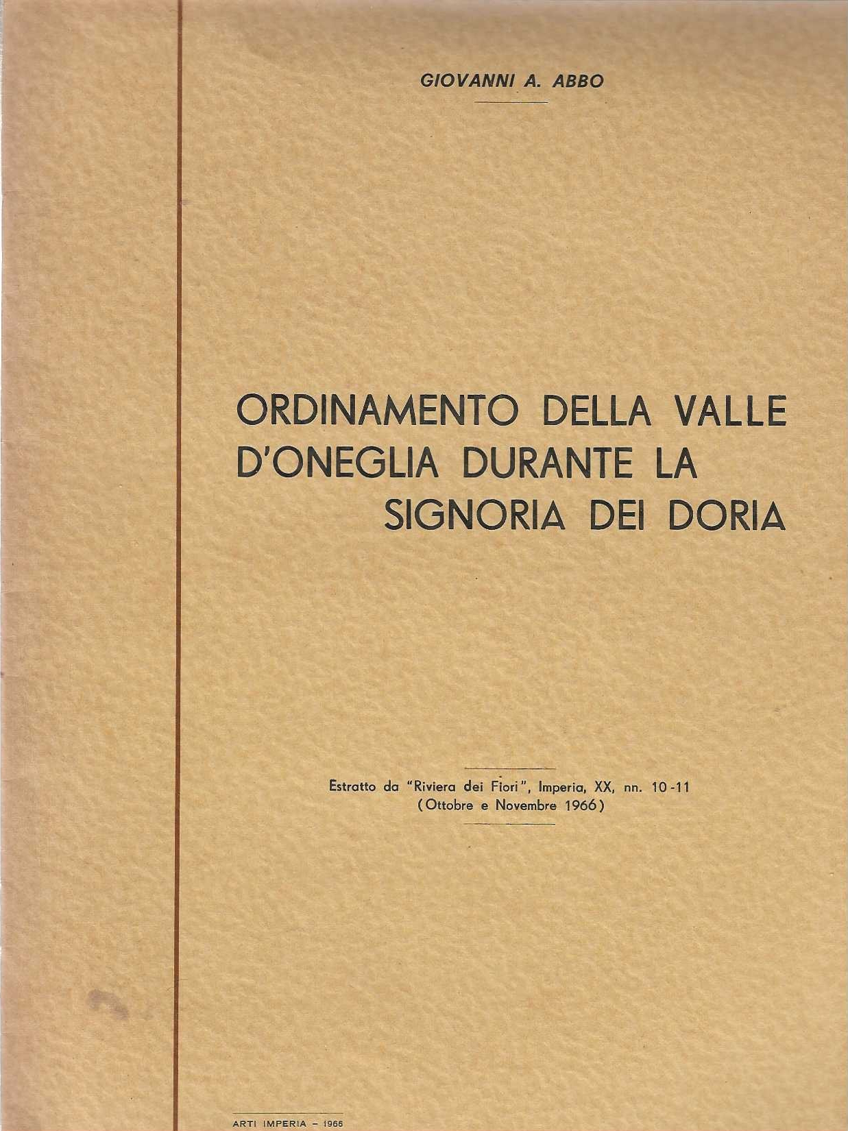 Ordinamento della valle d'Oneglia durante la signoria dei Doria