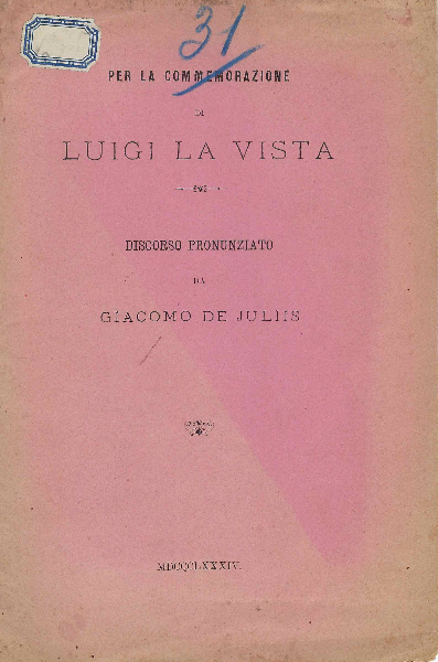 Per La Commemorazione Di Luigi La Vista