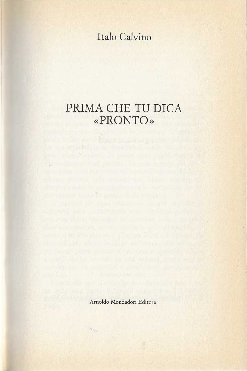 Prima che tu dica "pronto"