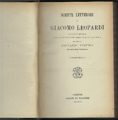 Scritti Letterari Di Giacomo Leopardi, Ordinati E Riveduti Sugli Autografi …