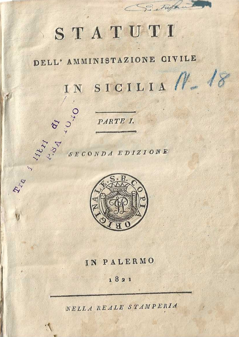 Statuti dell'amministrazione civile in sicilia - Parte I