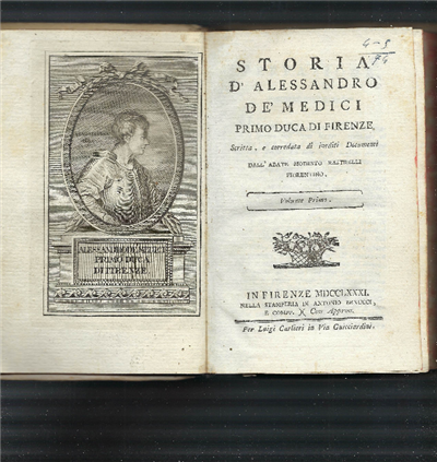 Storia D'alessandro De' Medici Primo Duca Di Firenze
