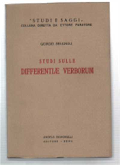 Studi Sulle Differentiae Verborum