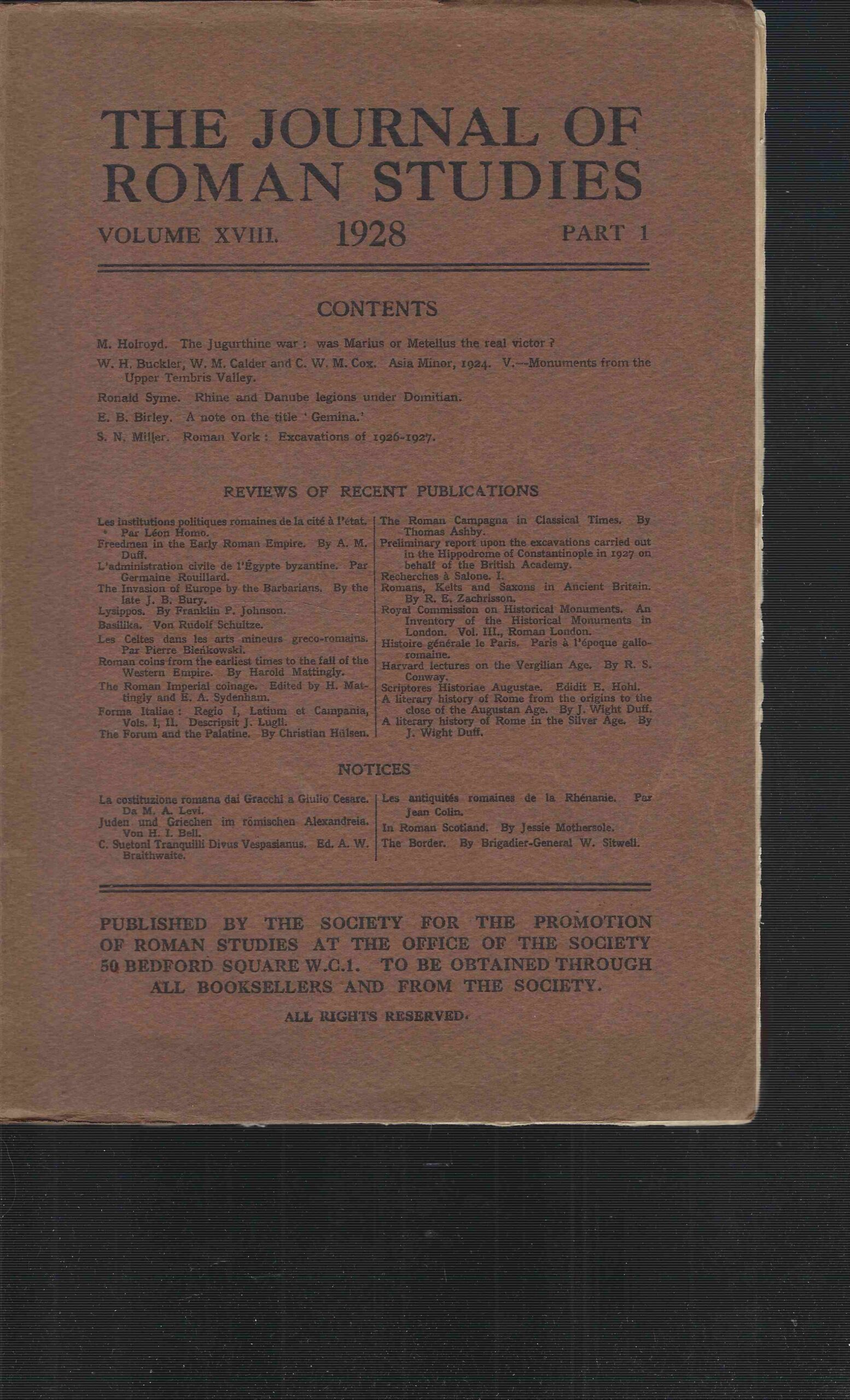 The Journal of Roman Studies. volume XVIII. 1928 . part …