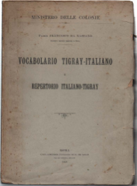 Vocabolario Tigray-Italiano E Repertorio Italiano-Tigray