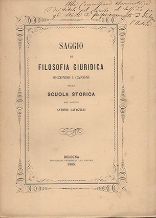 Saggio di filosofia giuridica secondo i canoni della scuola storica