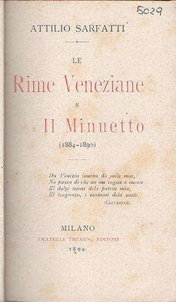 Le rime veneziane e Il Minuetto (1884-1890)