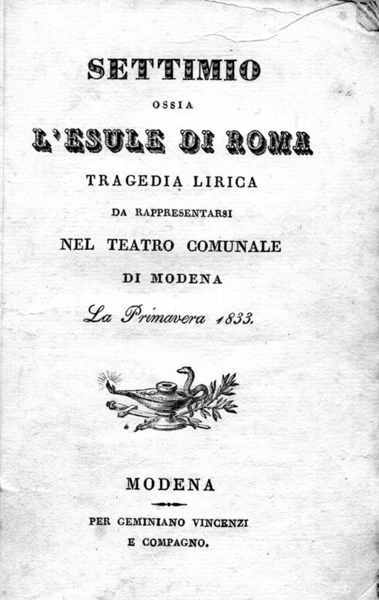 Settimio Ossia L’Esule di Roma