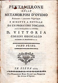 Pentamerone delle Metamorfosi d'Ovidio. Tomo I