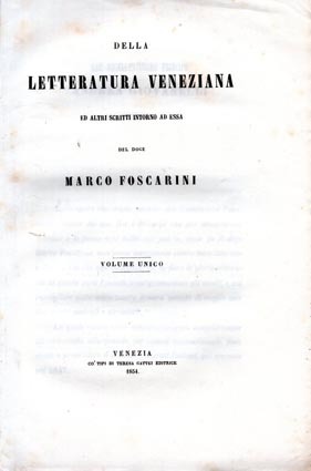 Della letteratura veneziana ed altri scritti intorno ad essa