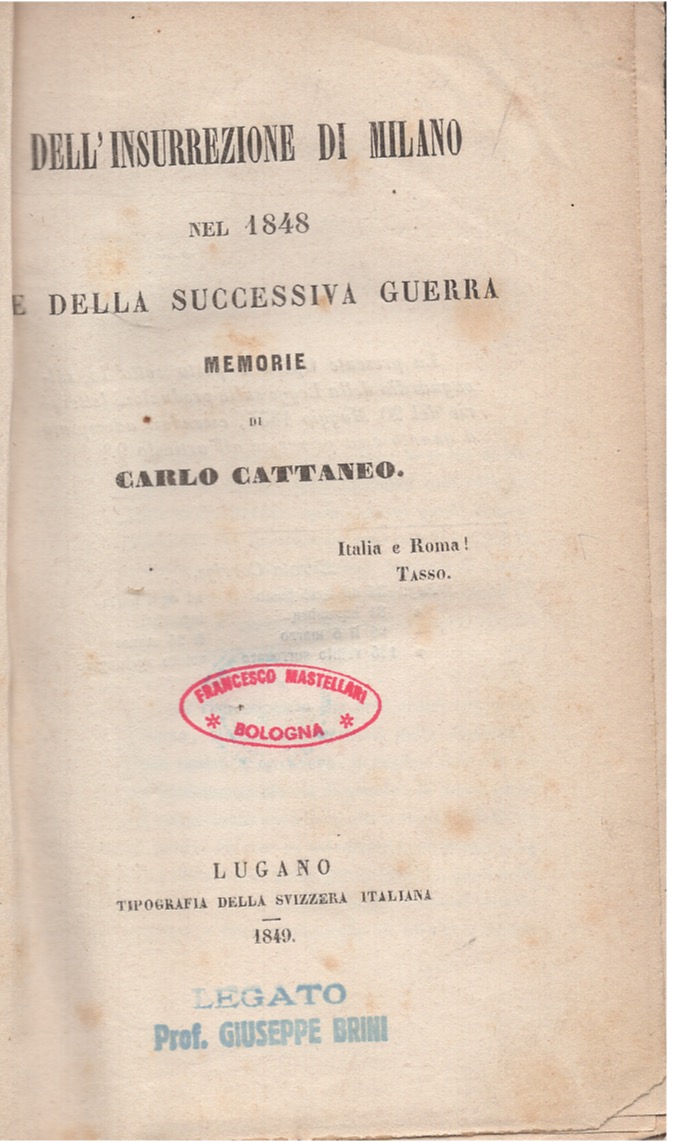 Dell'insurrezione di Milano nel 1848 e della successiva guerra