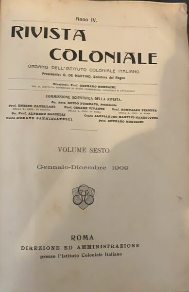 Rivista coloniale, volume sesto 1909 gennaio- dicembre