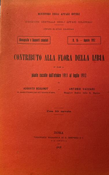 Contributo alla flora della Libia piante raccolte nell'ottobre 1911 al …