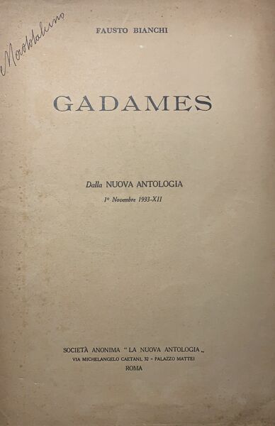 GADAMES DALLA NUOVA ANTOLOGIA 1 NOVEMBRE 1933