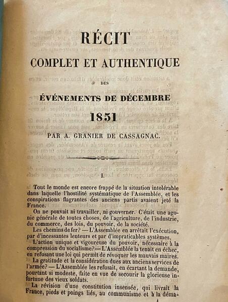 Recit complet et authentique des aevenement de decembre 1851