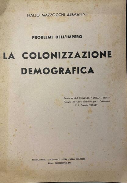 Problemi dell'impero. la colonizzazione demografica