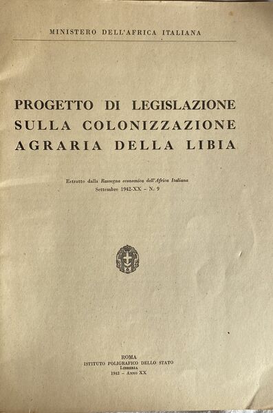 Progetto di legislazione sulla colonizzazione agraria della Libia