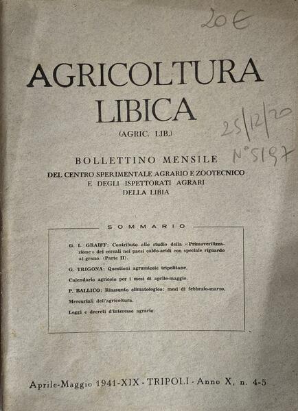 Agricoltura Libica n. 4-5 del X anno