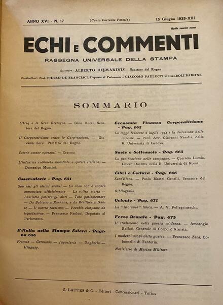 Echi e commenti. Anno XVI n. 18