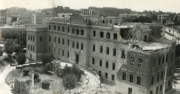 Roma Università la Sapienza di Roma dopo il bombardamento