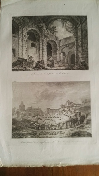 Catania. Ruines de l'Amphithéatre de Catane. Rétablisement de l'Amphithéatre de …
