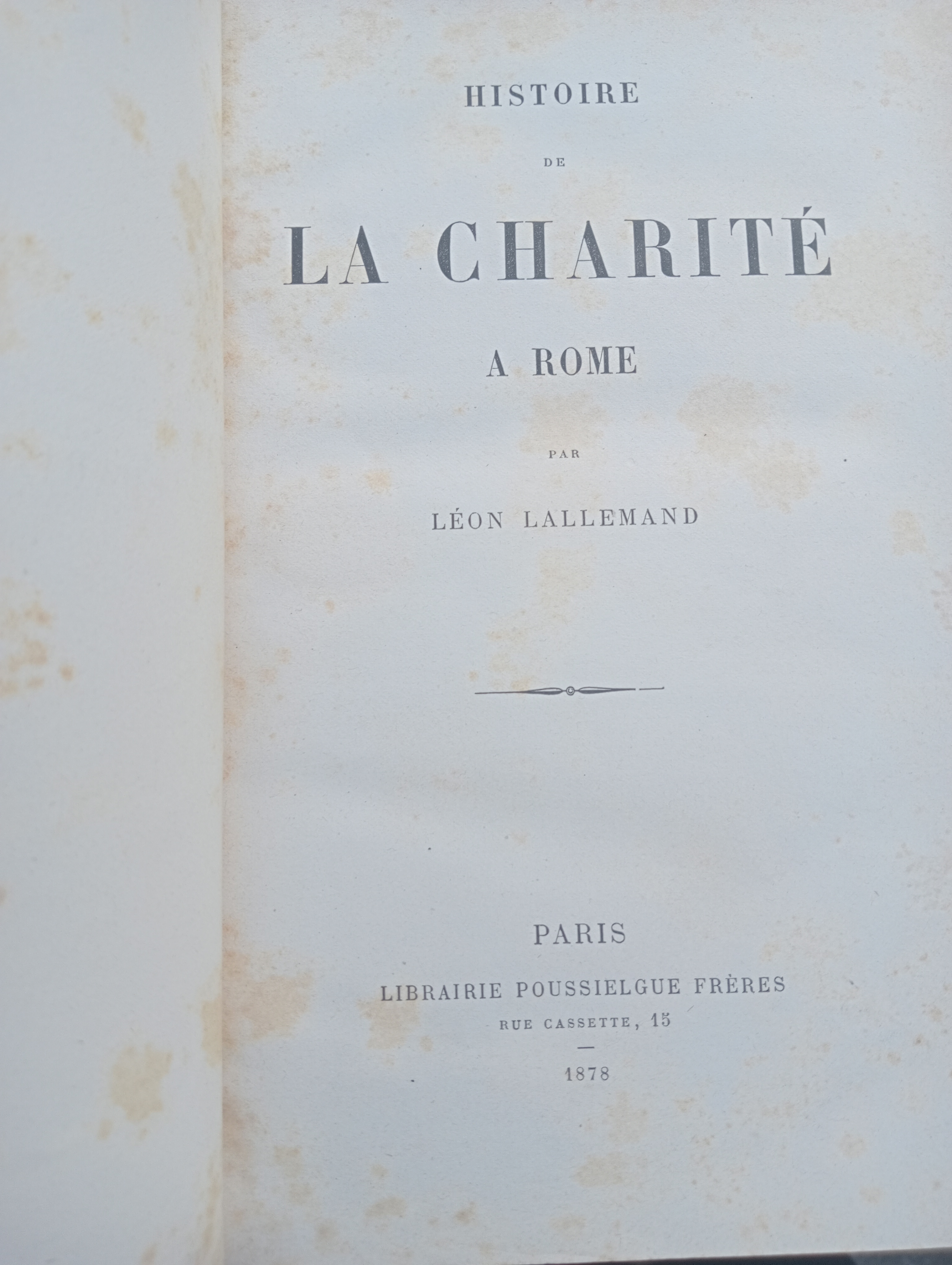 Histoire de la charitè a Rome
