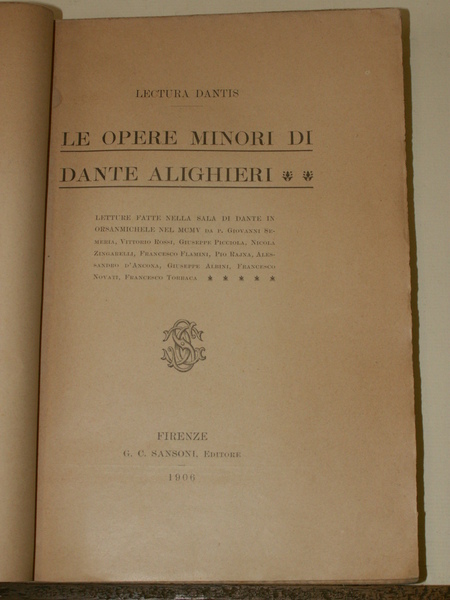 LE OPERE MINORI DI DANTE ALIGHIERI