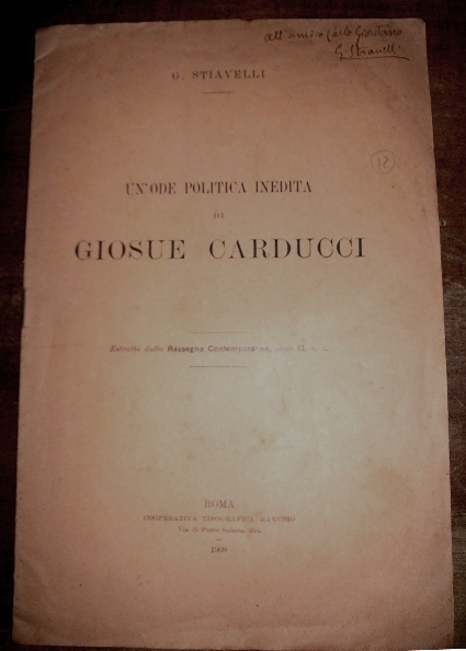 UN'ODE POETICA INEDITA DI GIOSUE' CARDUCCI