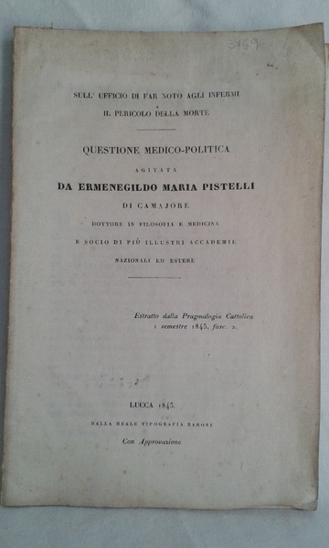 SULL UFFICIO DI FAR NOTO AGLI INFERMI IL PERICOLO DELLA …