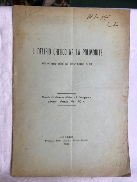 IL DELIRIO CRITICO NELLA POLMONITE. Note ed osservazioni .