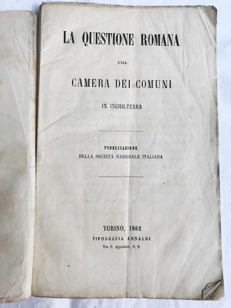 LA QUESTIONE ROMANA ALLA CAMERA DEI COMUNI IN INGHILTERRA