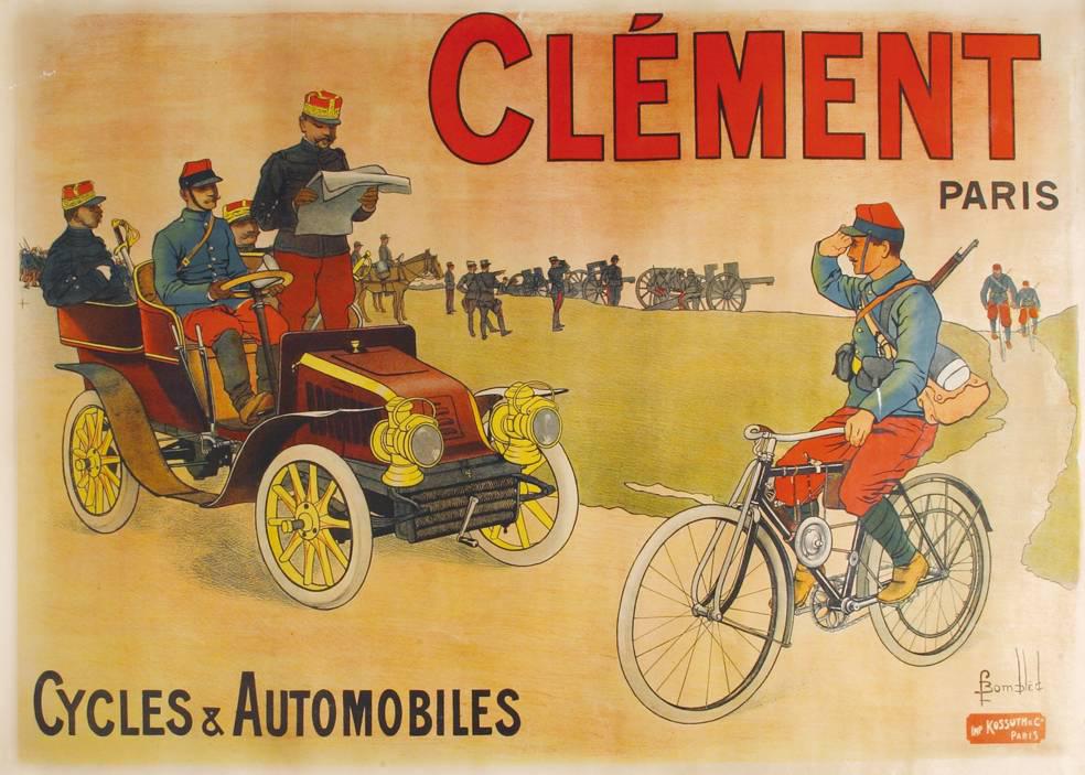 Affiche originale - Cl&amp;eacute;ment Paris. Cycles et Automobiles,