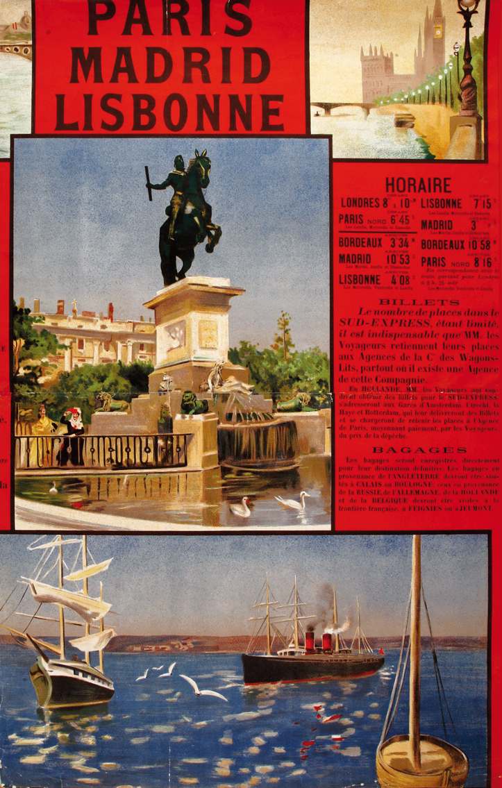 Affiche originale - Paris-Madrid-Lisbone.