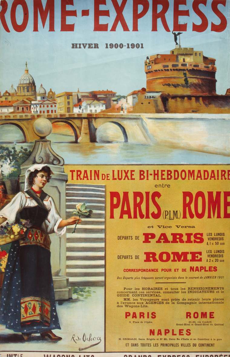 Affiche originale - Rome-Express. Hiver 1900-1901.