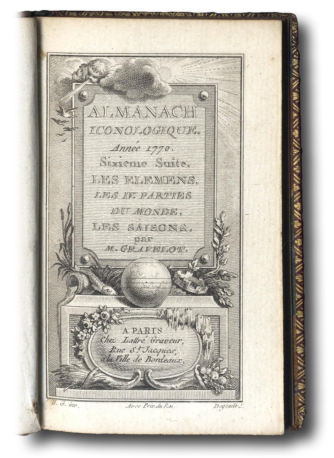Almanach iconologique. Ann&amp;eacute;e 1770. Sixieme suite. Les elemens, les IV. …