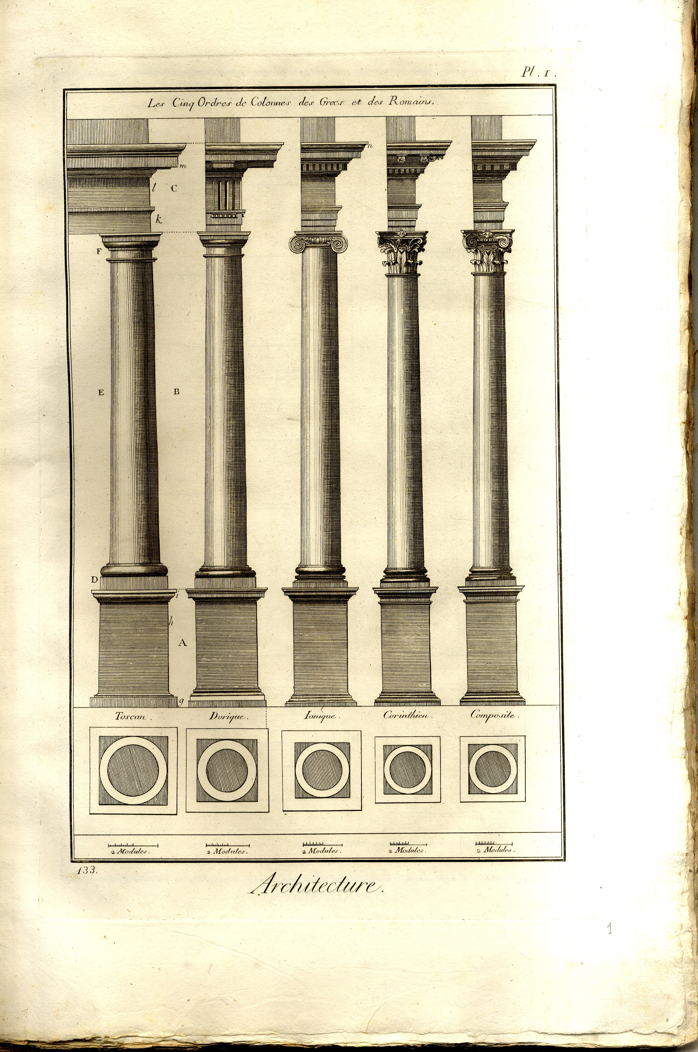 Architecture. 68 Planches tireées de l'Enciclopédie Française. 1777.