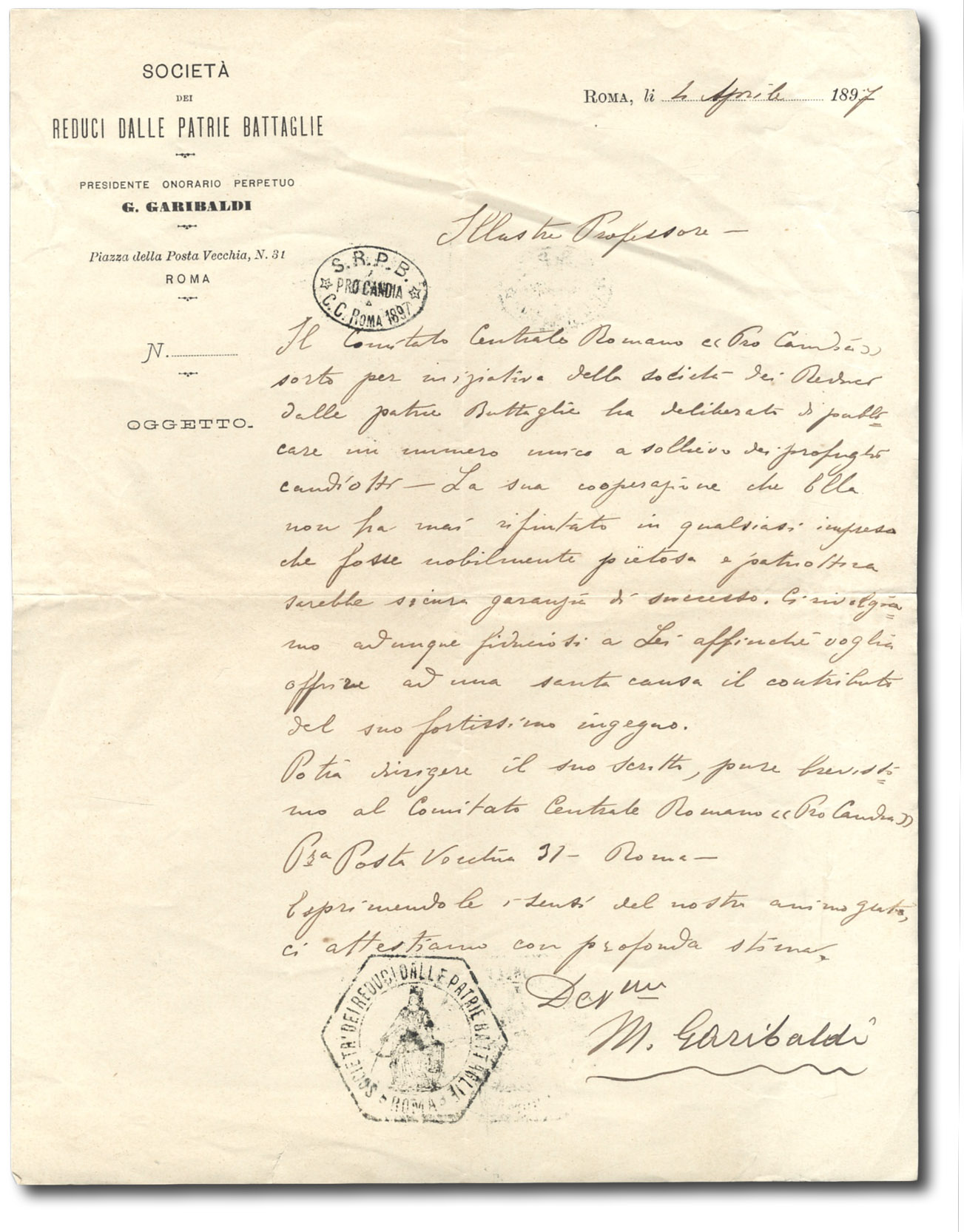 Assieme di due lettere autografe