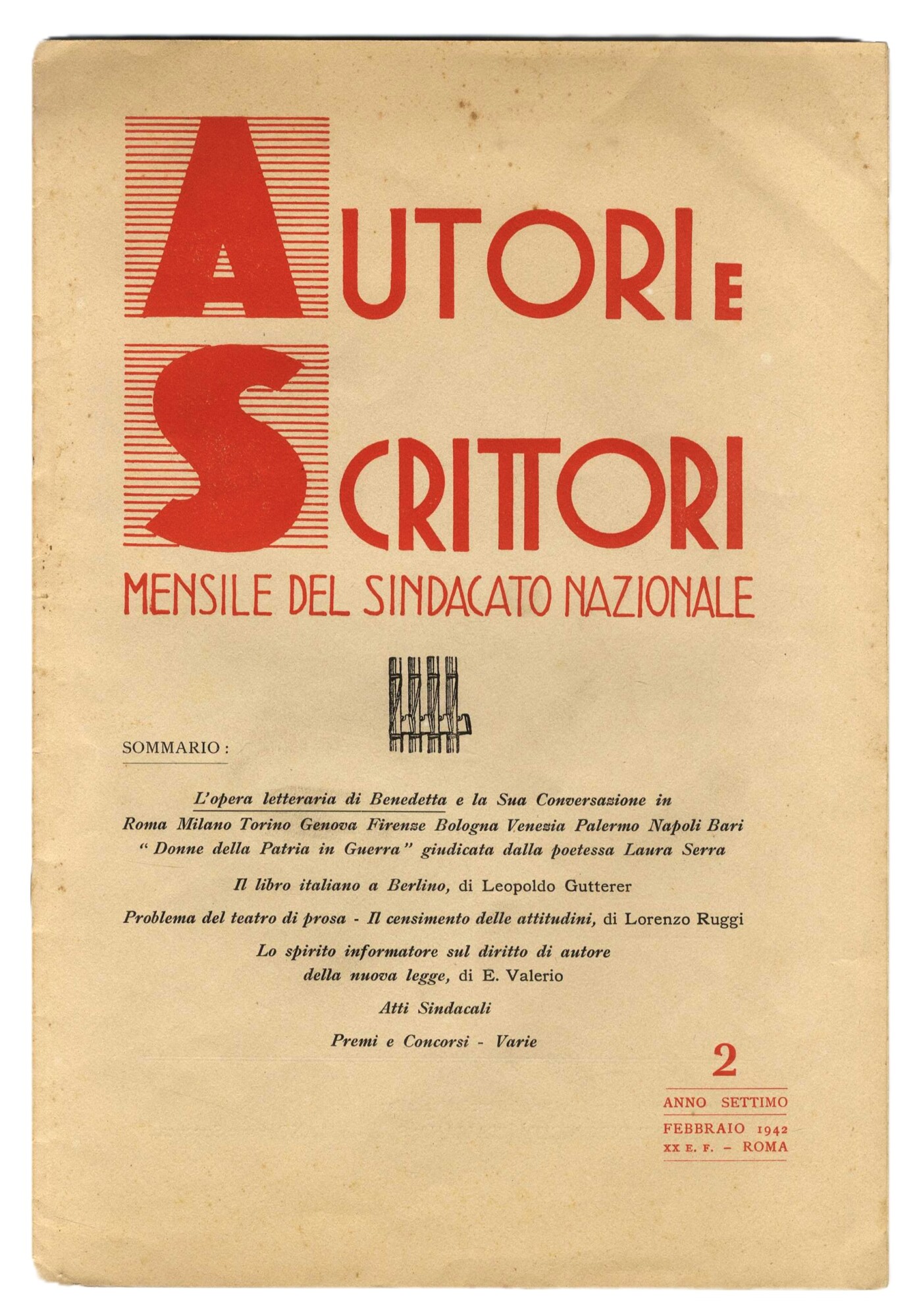 Autori e scrittori. Mensile del Sindacato Nazionale.&amp;nbsp;