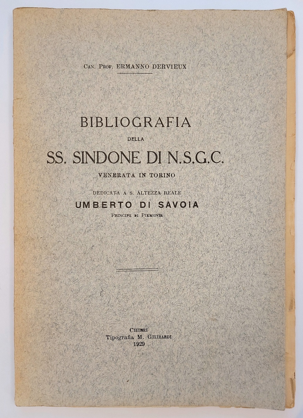 Bibliografia della SS: Sindone di N.S.G.C.&amp;nbsp;(insieme a:) Supplemento (1936).