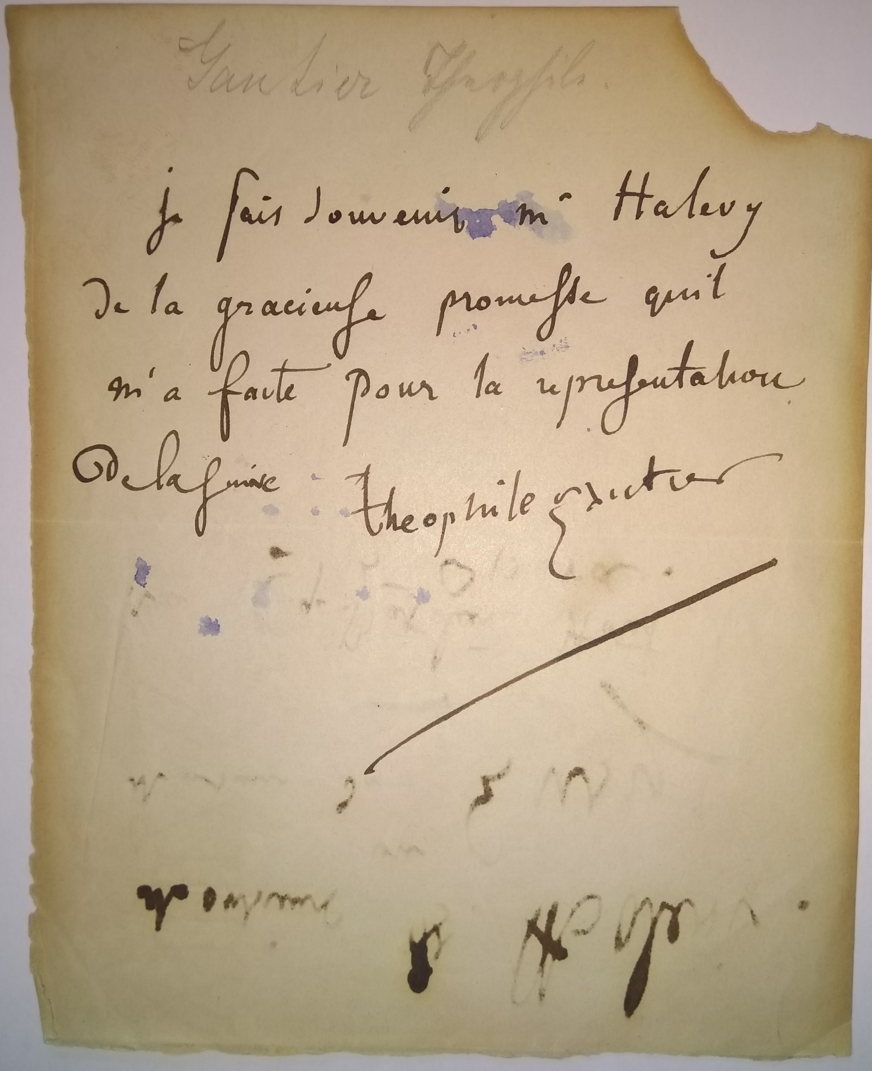 Biglietto autografo firmato indirizzato a&amp;nbsp;Fromental Hal&amp;eacute;vy