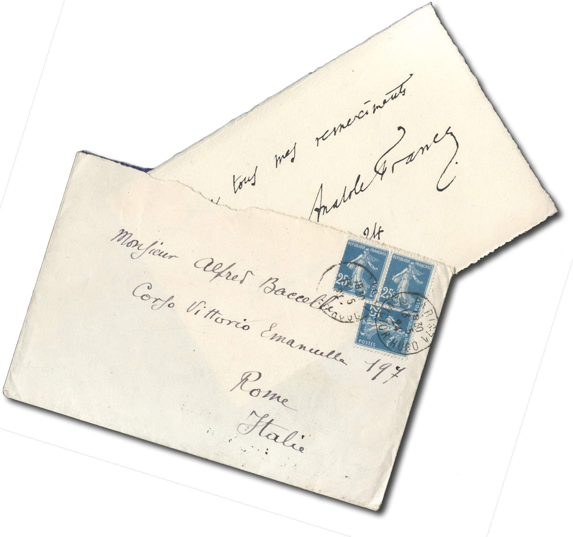 Biglietto di ringraziamento con busta.